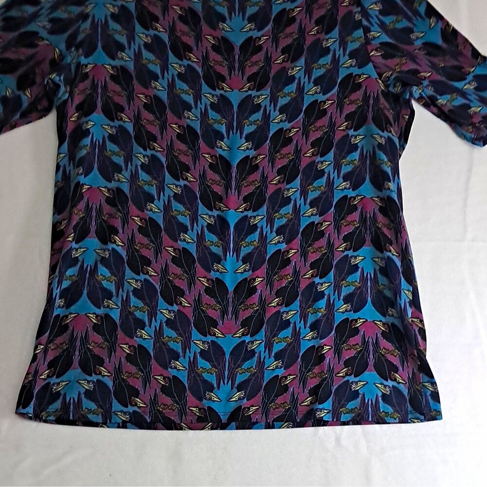 LuLaRoe Women’s XL Multicolor Bird Round Neck 3/4 Sleeve Knit Pullover Top